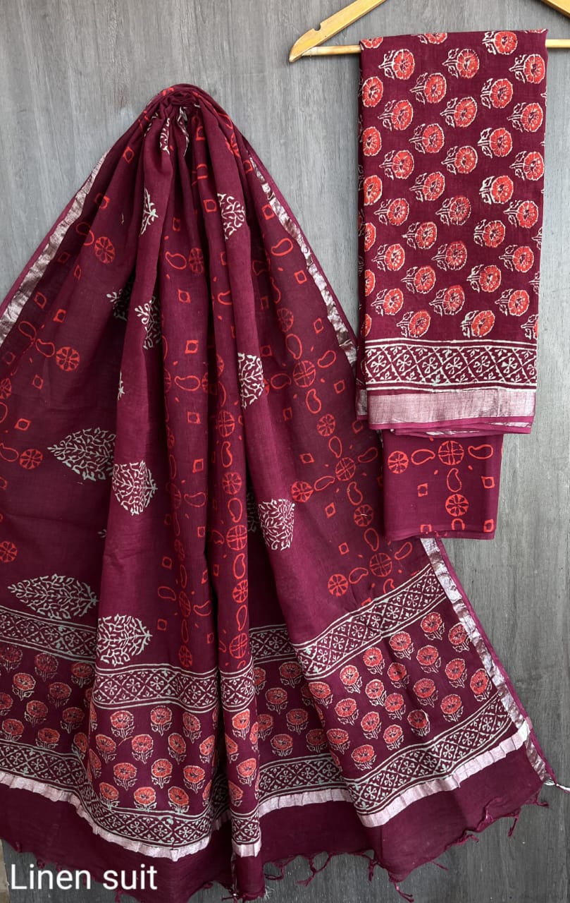 Pure linen suit/ salwar material - Eshana Collections