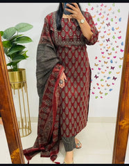Cotton suit/ salwar in ajrakh prints - Eshana Collections