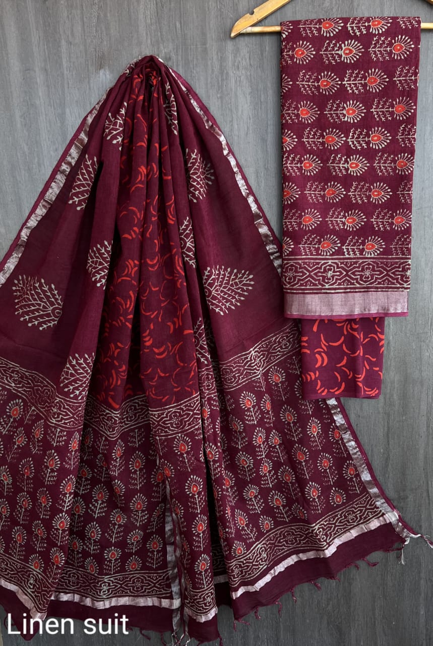 Pure linen salwar kameez material - Eshana Collections