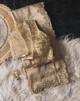 Gold tissue crushed silk sarees with readymade blouse - Eshana Collections