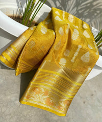 Banarasi tissue crushed Katan silk fabric saree - Eshana Collections