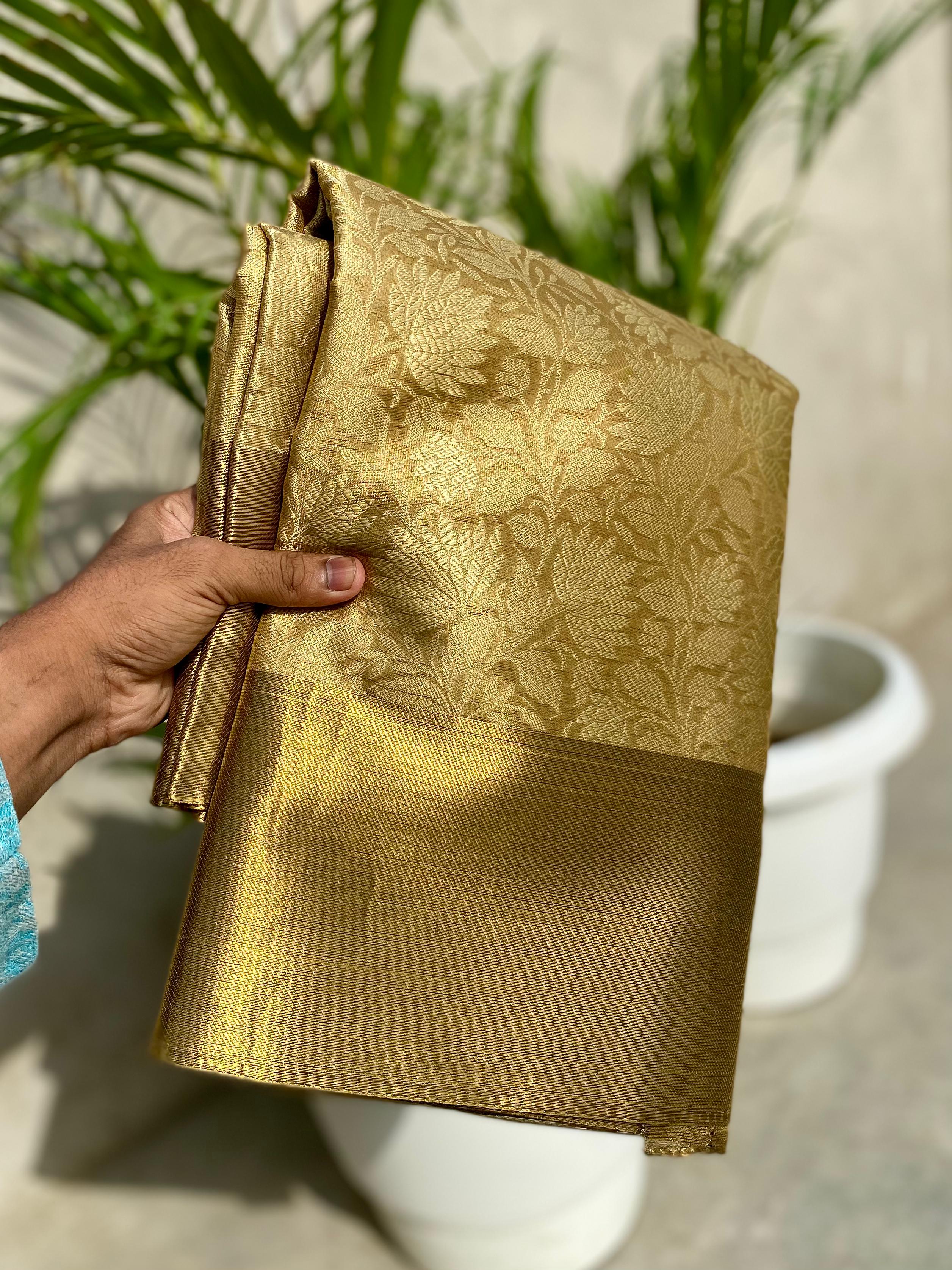 Premium Kanchipuram Zari Tissue Vaskat Saree - Eshana Collections