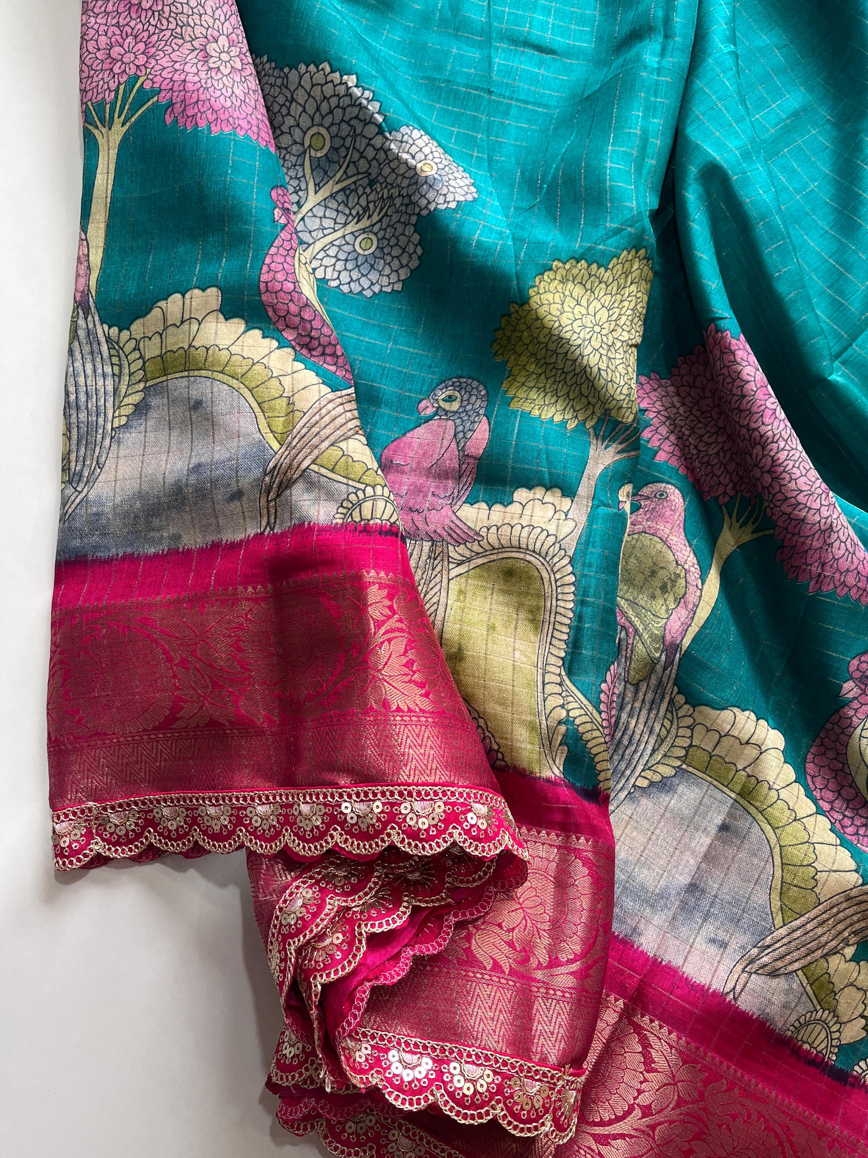 Soft Silk Kalamakari Saree - Eshana Collections