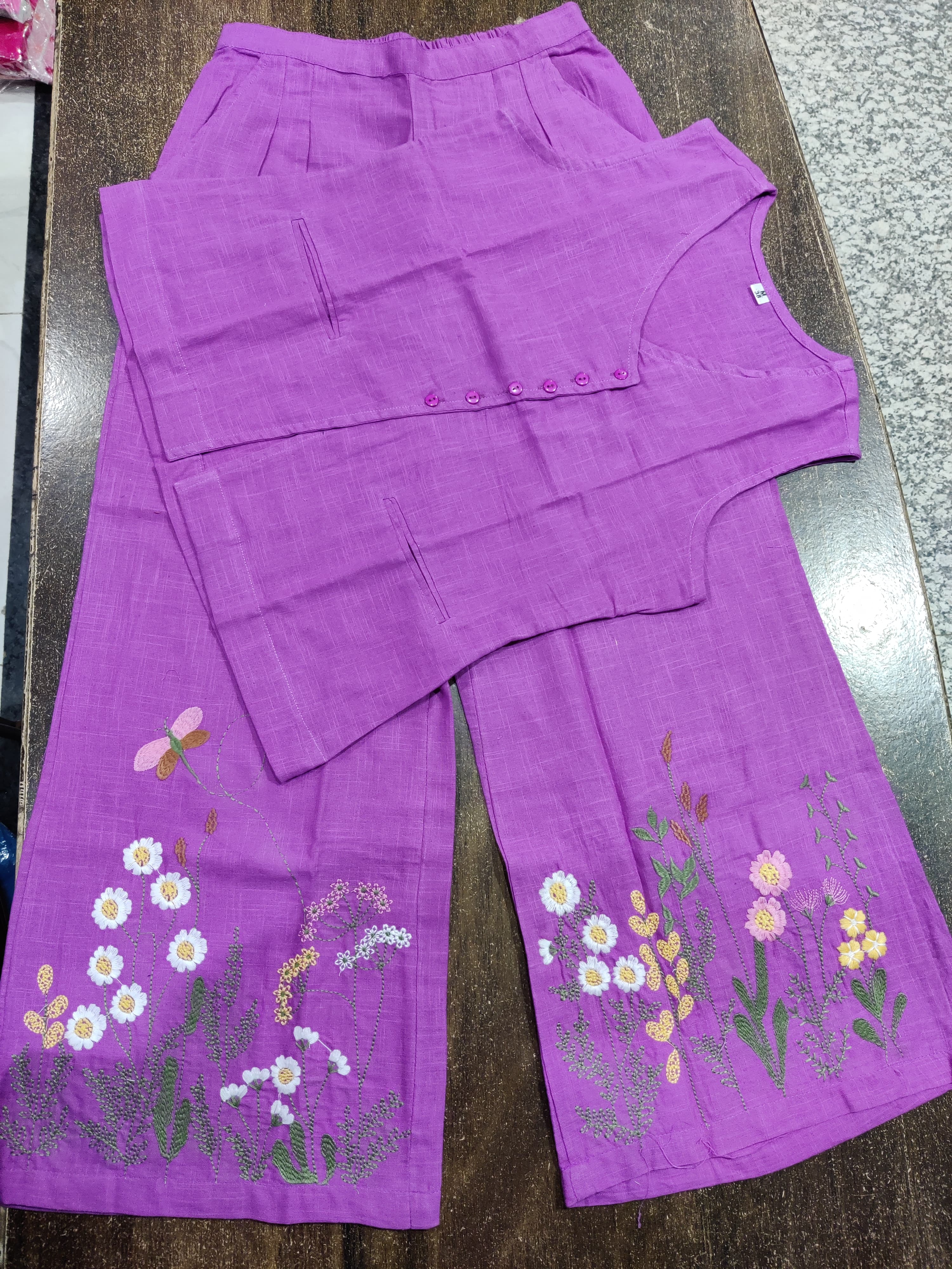Summer embroidery work co-ord  set - Eshana Collections
