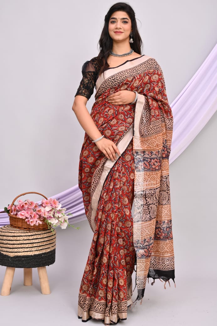 Linen Cotton Sarees - Eshana Collections