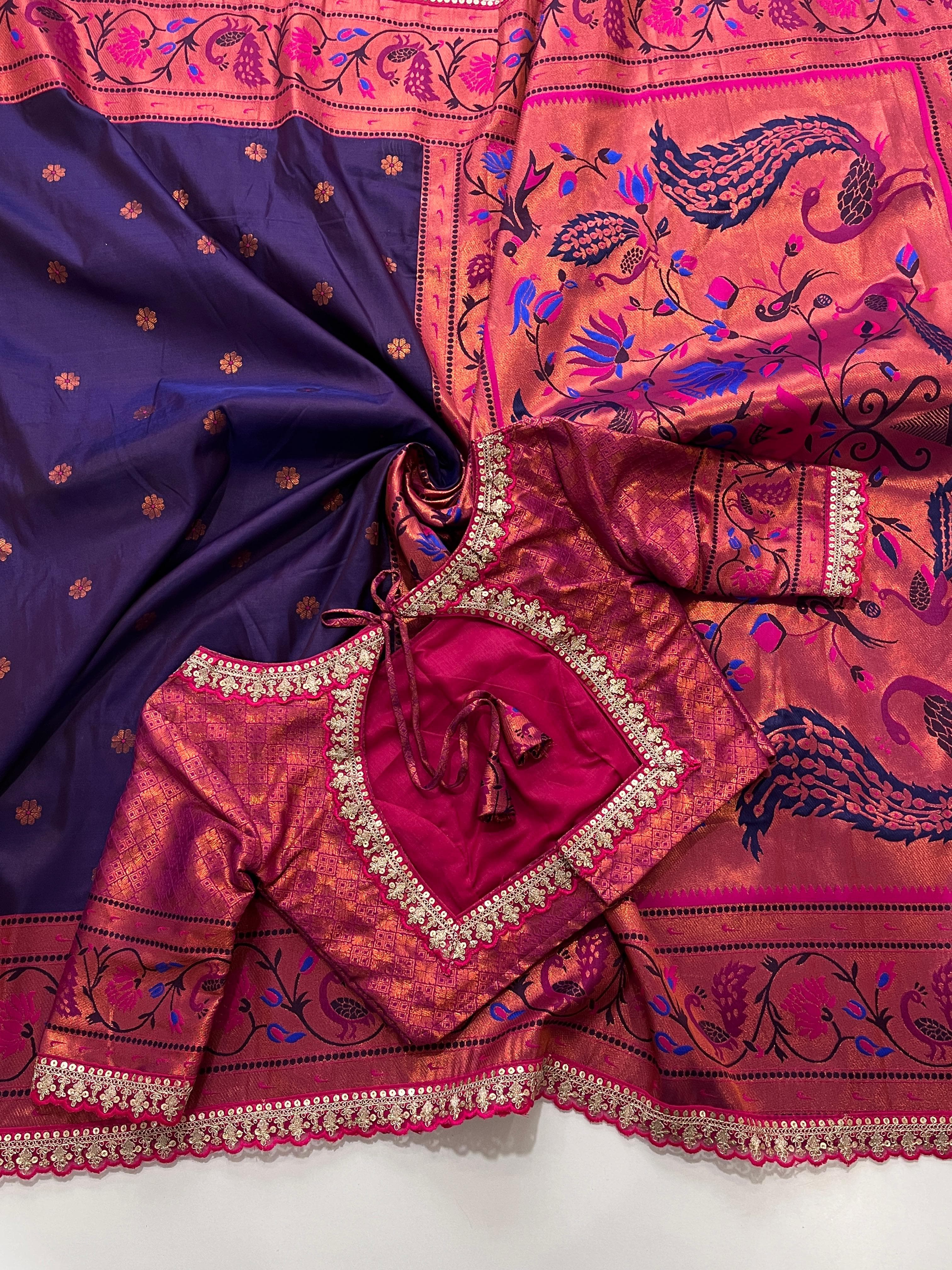 Banarasi Pattu Saree with elegant weaving polka - Eshana Collections