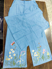 Summer embroidery work co-ord  set - Eshana Collections