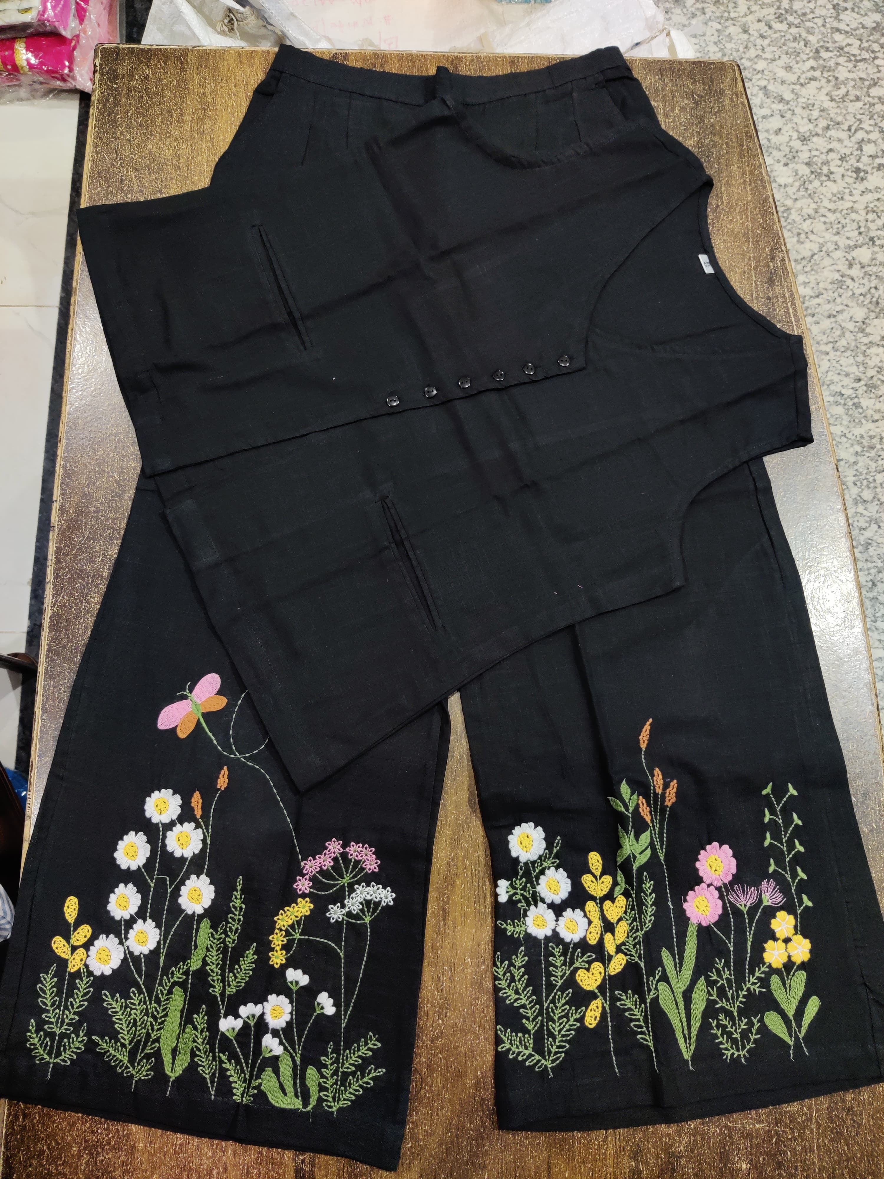 Summer embroidery work co-ord  set - Eshana Collections