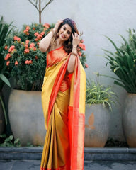 Banarasi Kanchipuram Zari Tissue Vaskat Saree - Eshana Collections