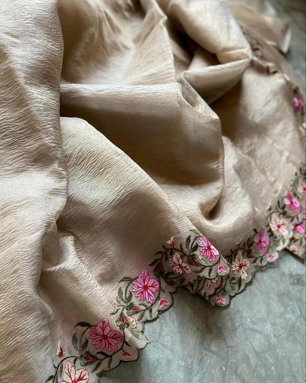 Tissue crushed sarees - Eshana Collections