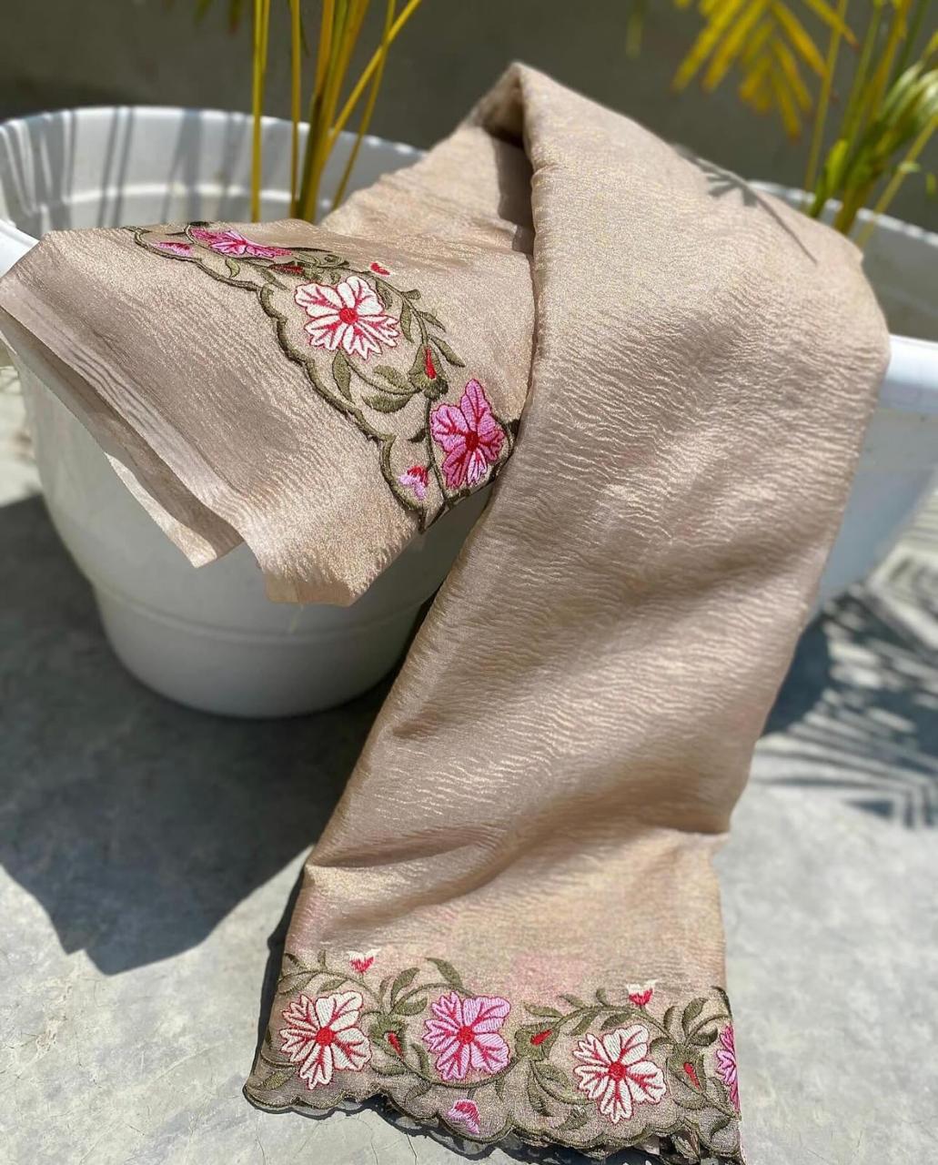 Tissue crushed sarees - Eshana Collections