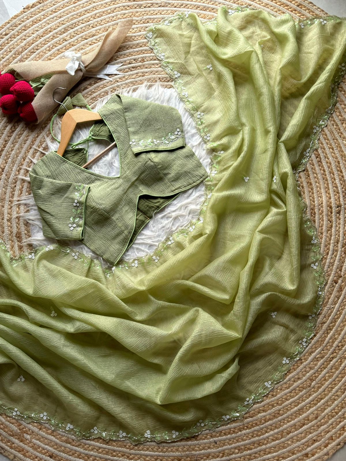 Candy tissue crushed sarees - Eshana Collections