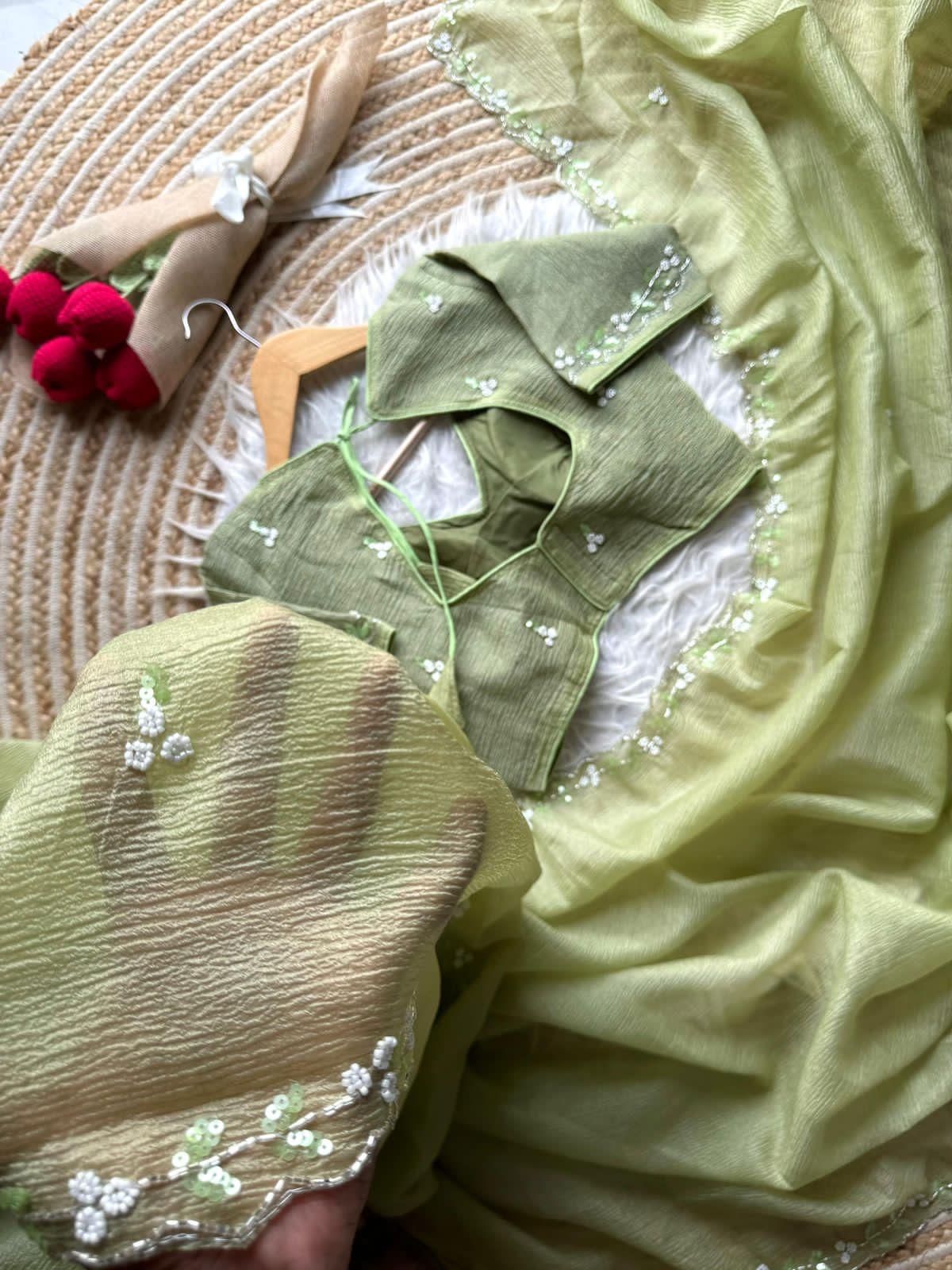 Candy tissue crushed sarees - Eshana Collections