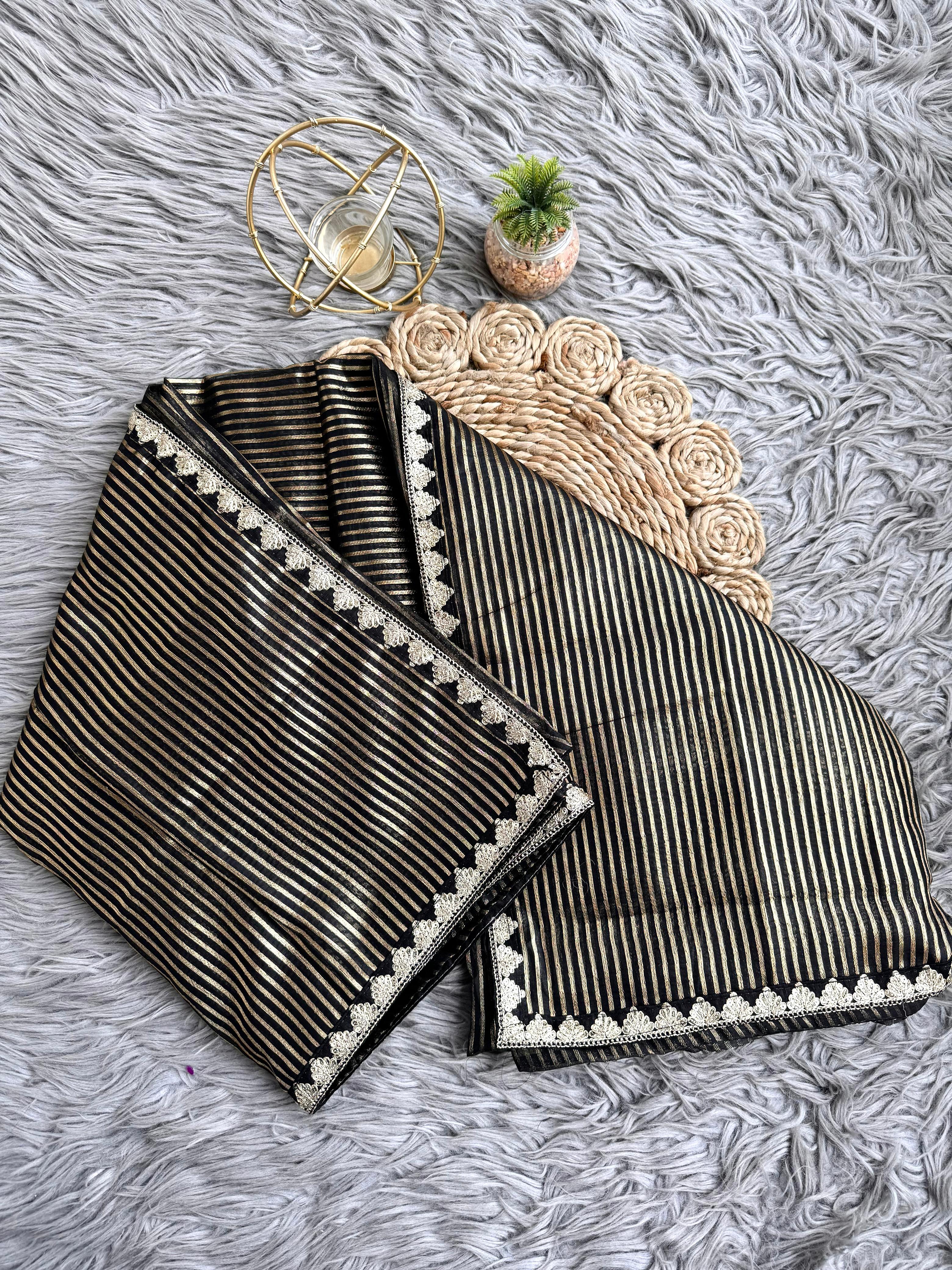 Black and  gold zari sarees - Eshana Collections