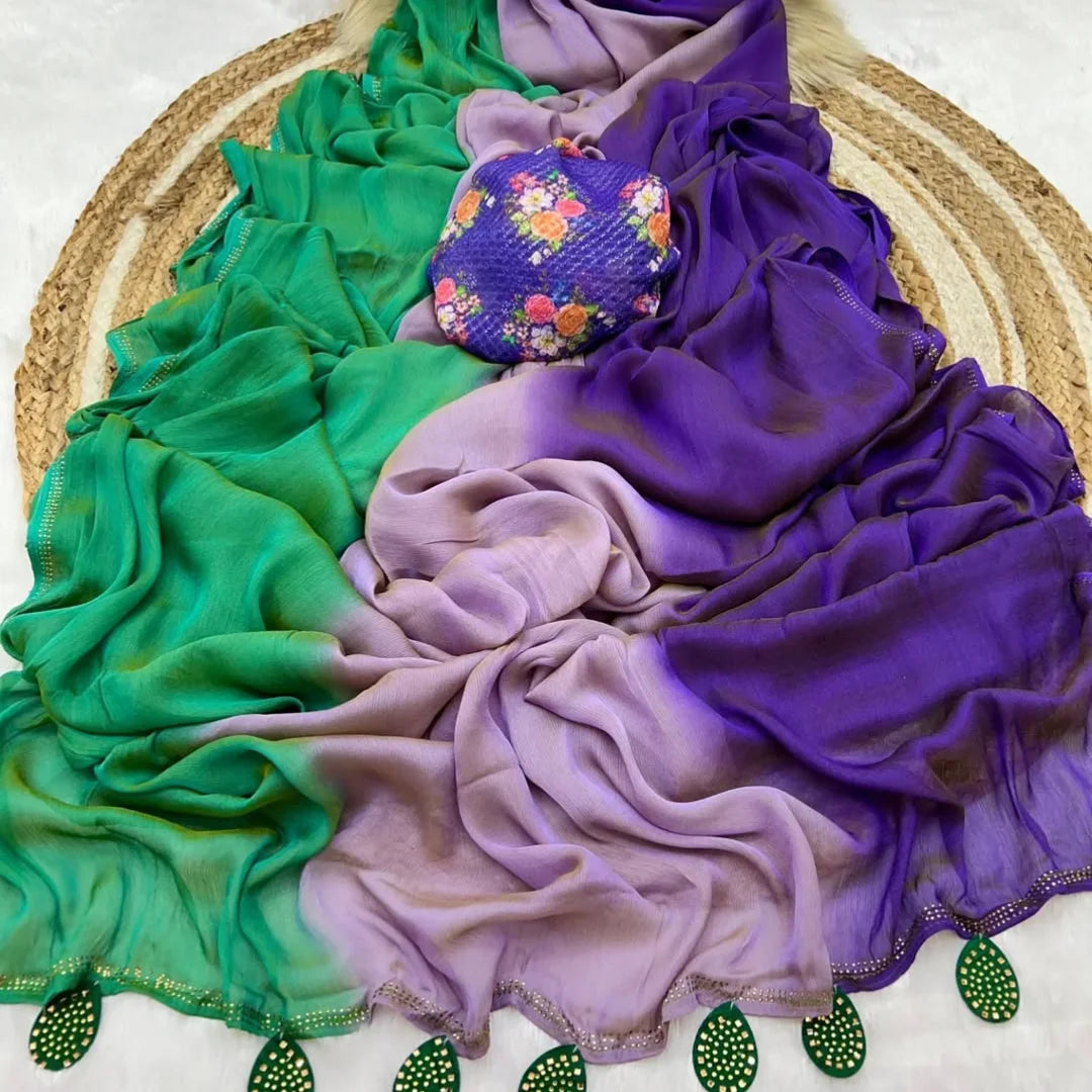 Beautiful multi shaded chiffon sarees - Eshana Collections