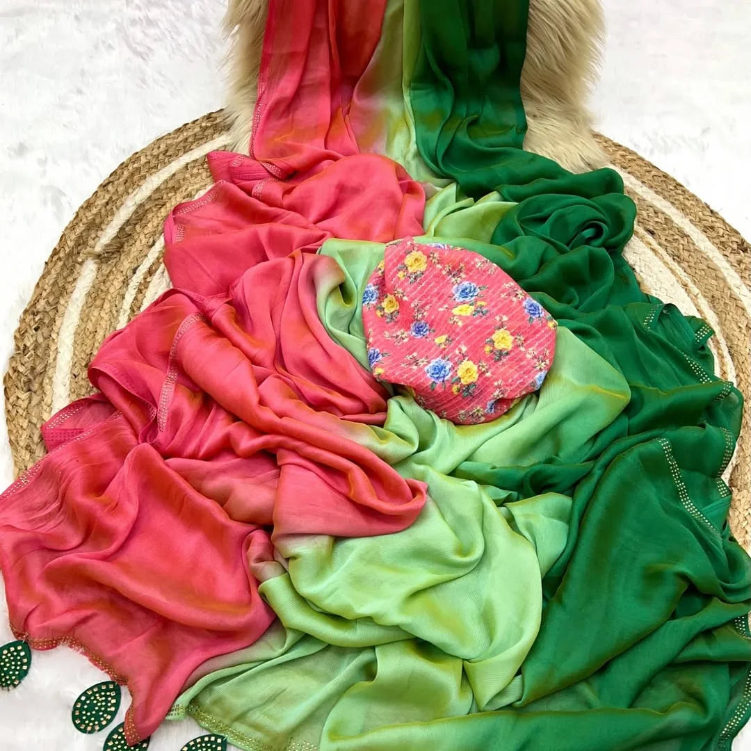 Beautiful multi shaded chiffon sarees - Eshana Collections
