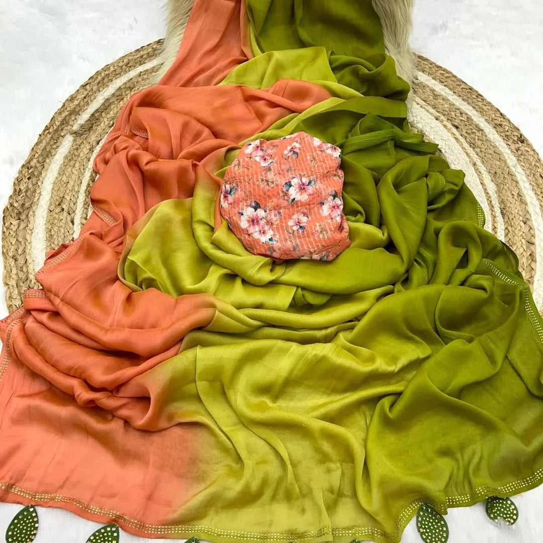Beautiful multi shaded chiffon sarees - Eshana Collections