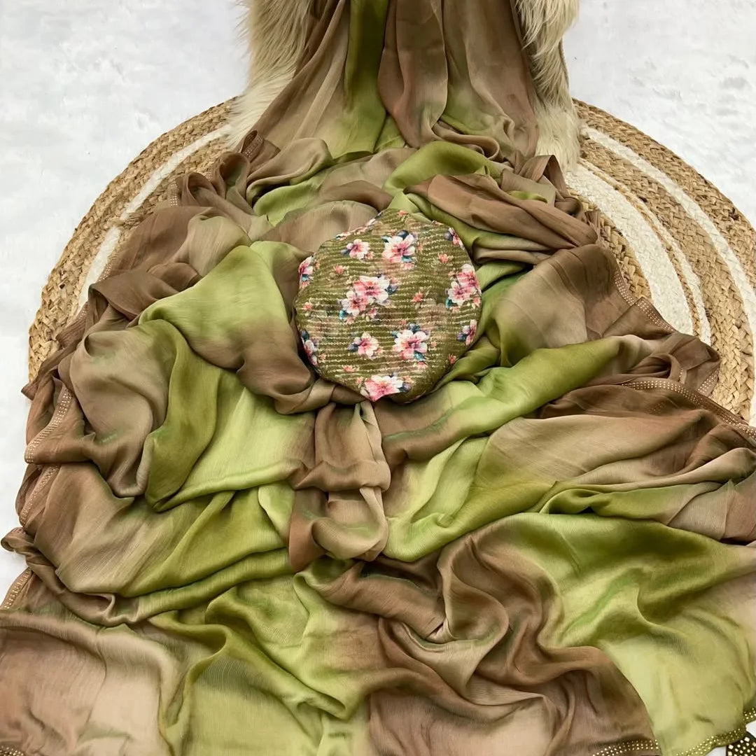 Beautiful multi shaded chiffon sarees - Eshana Collections