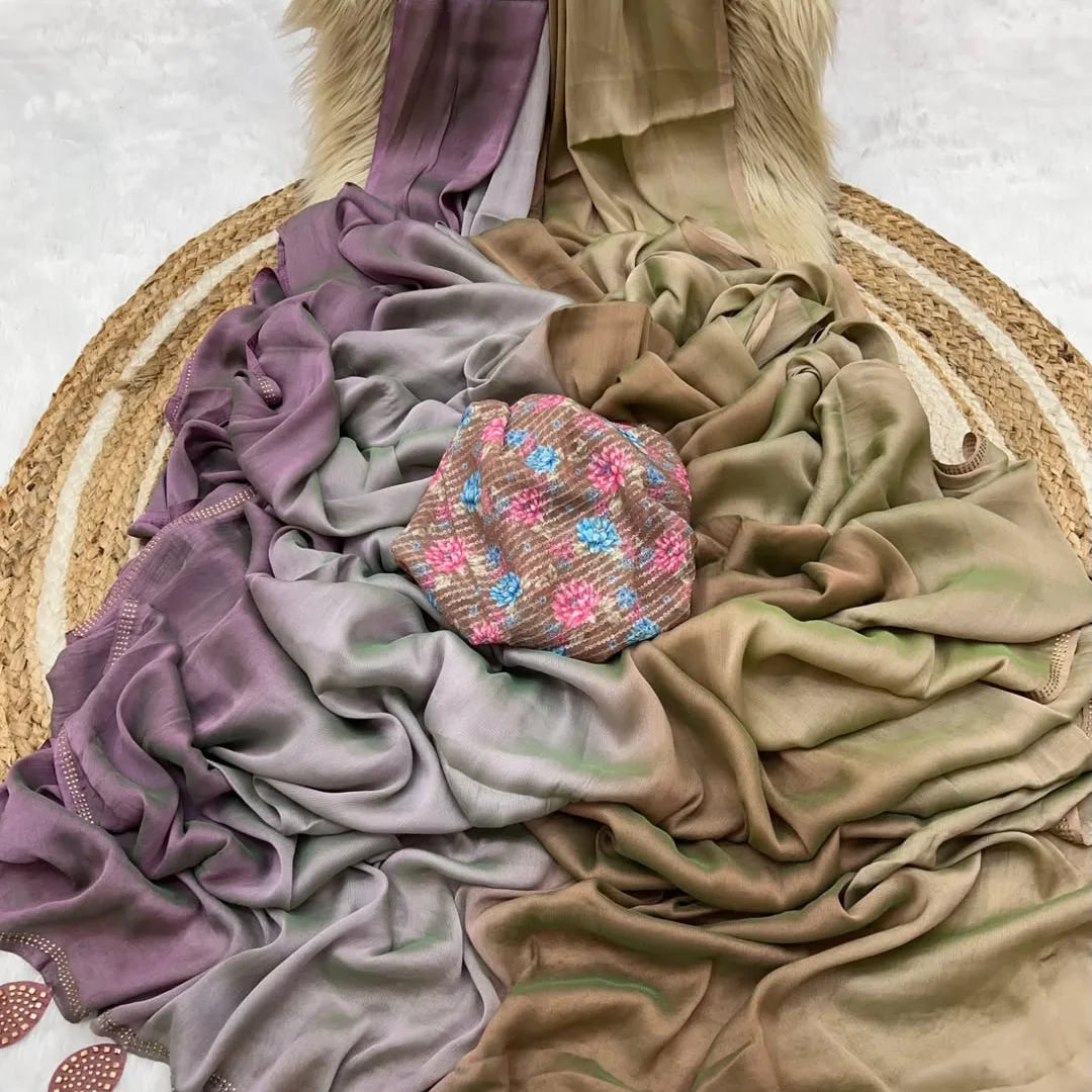 Beautiful multi shaded chiffon sarees - Eshana Collections