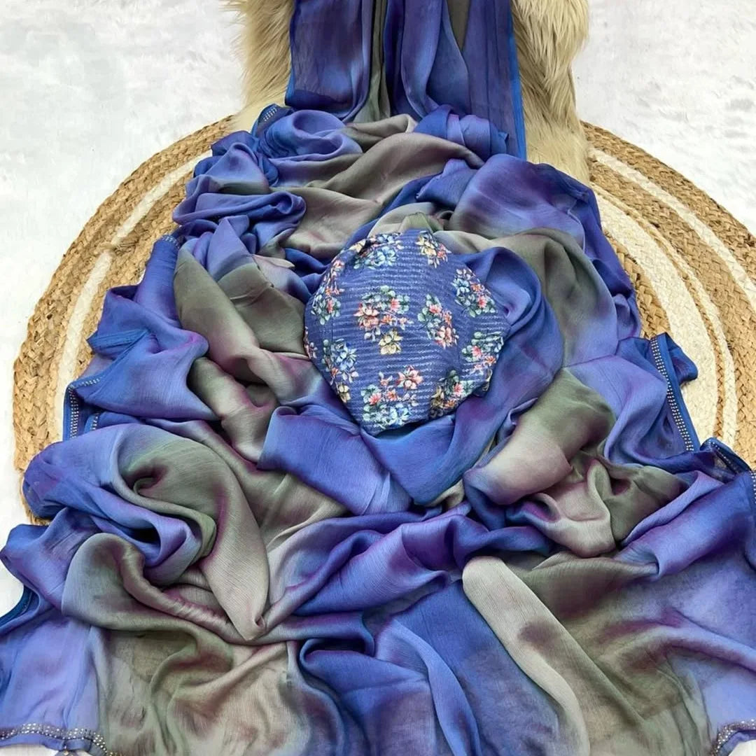 Beautiful multi shaded chiffon sarees - Eshana Collections