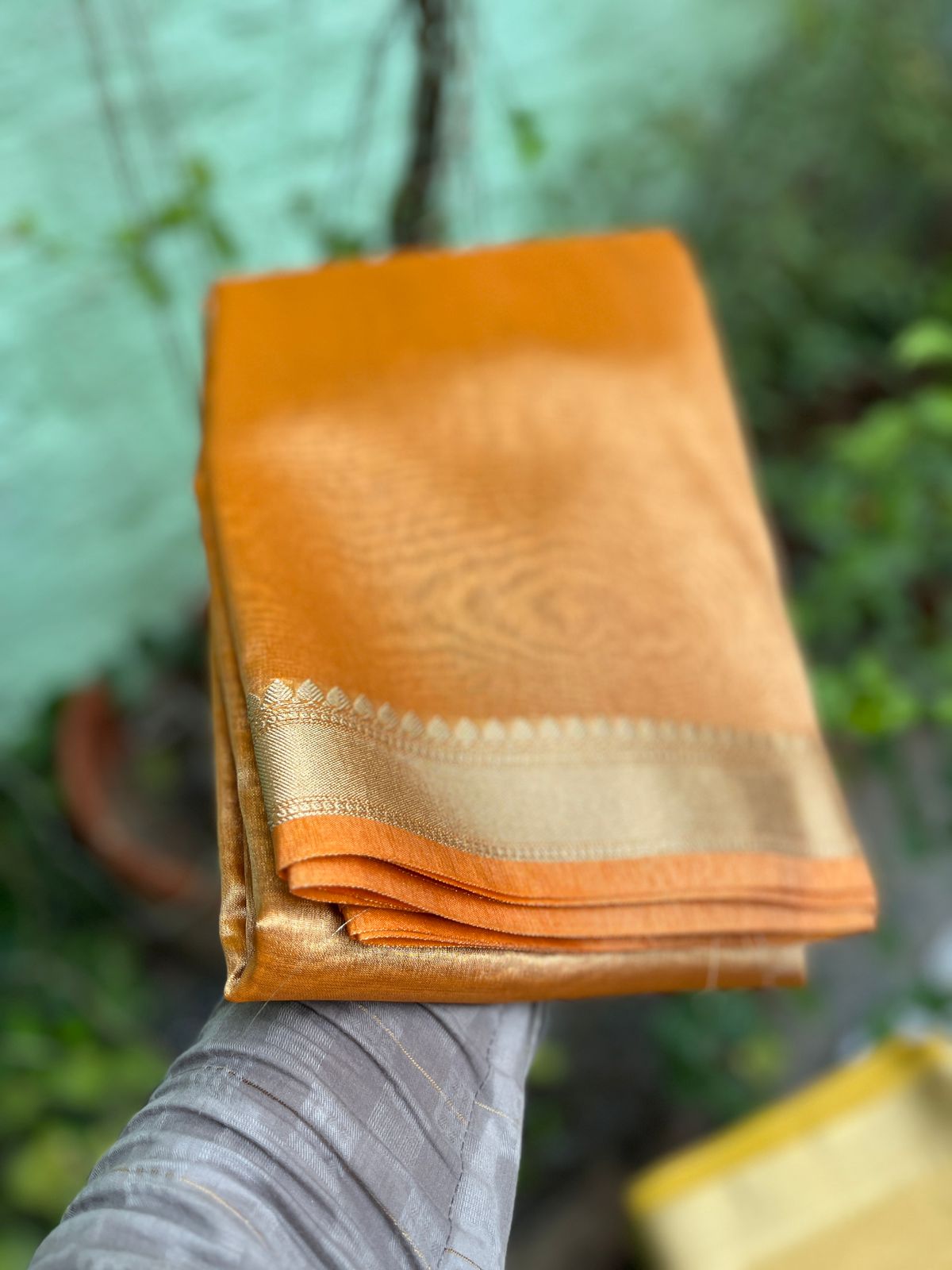 Plain tissue sarees with border - Eshana Collections