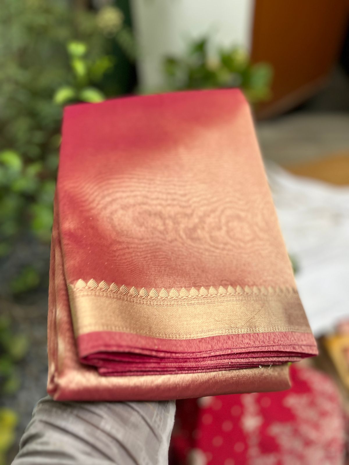 Plain tissue sarees with border - Eshana Collections