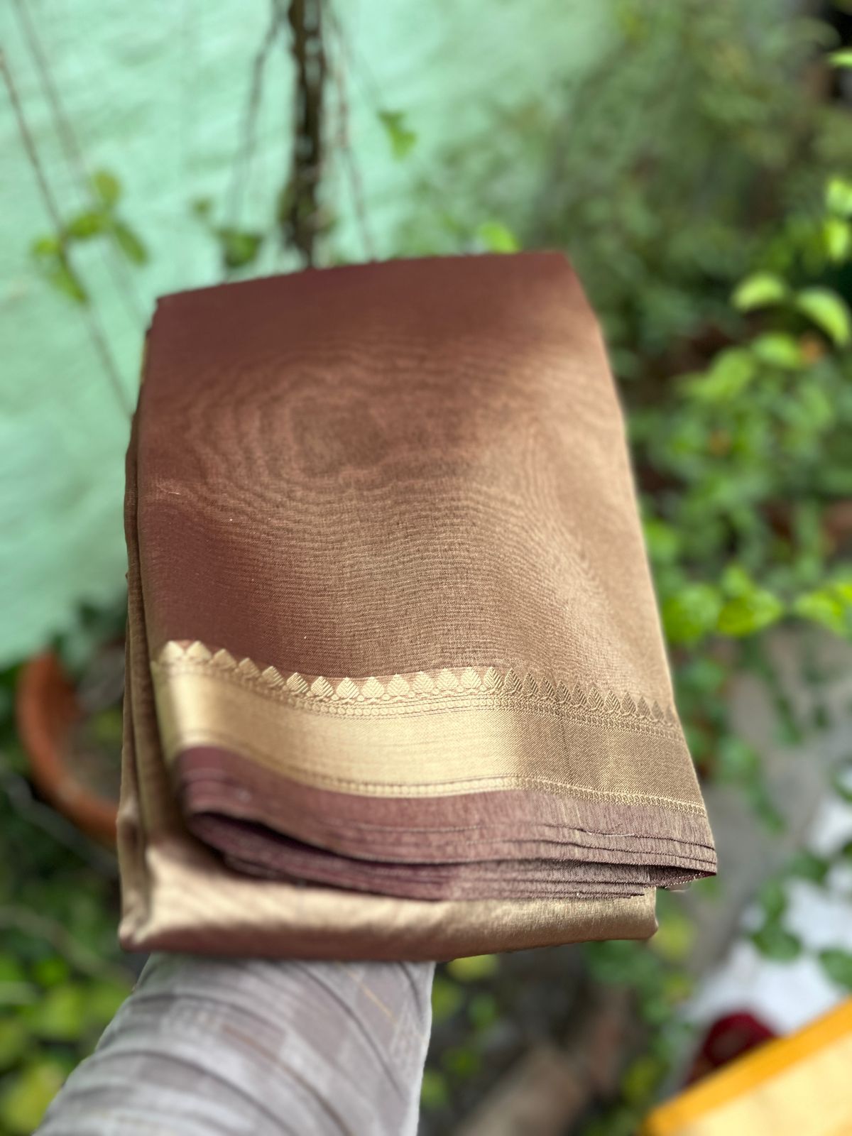 Plain tissue sarees with border - Eshana Collections