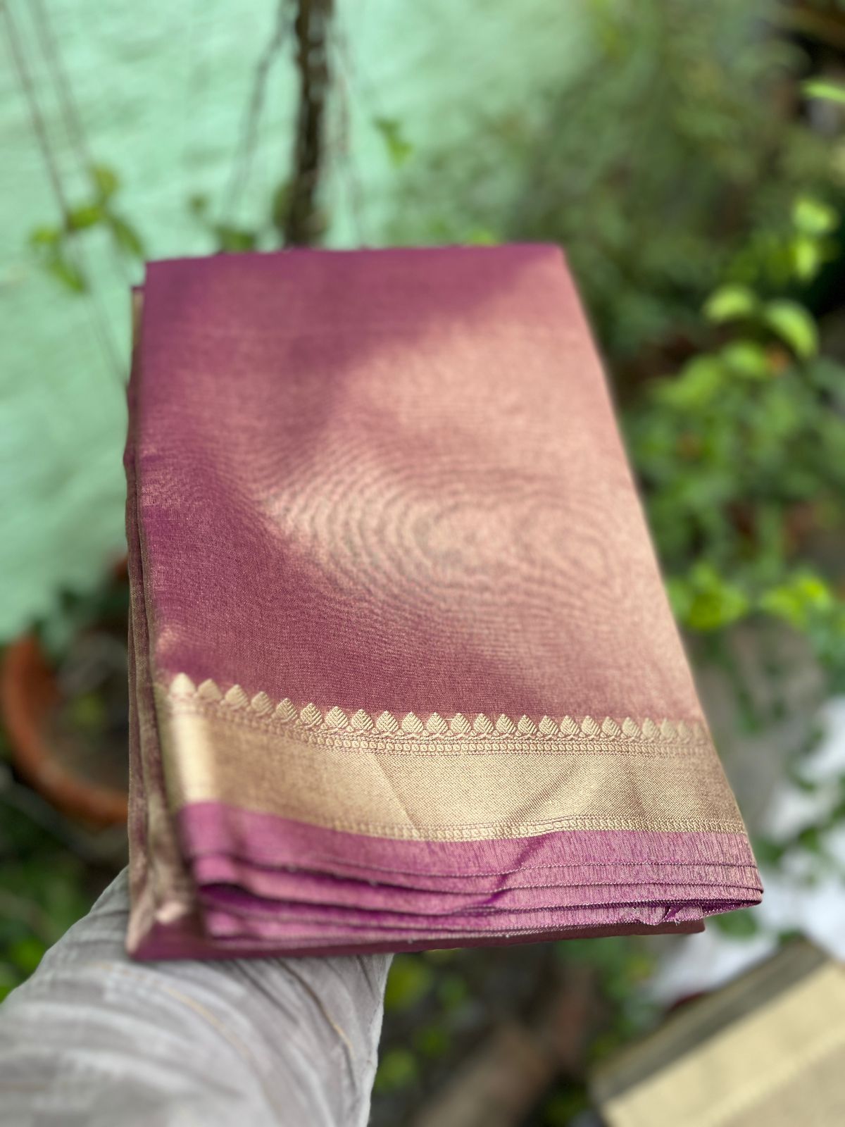 Plain tissue sarees with border - Eshana Collections