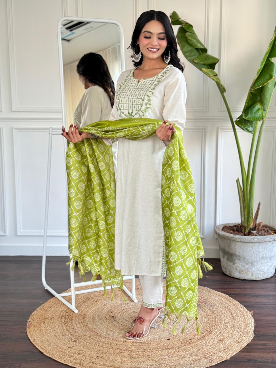 White Salwar Set | Chudidhar Set - Eshana Collections