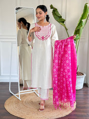 White Salwar Set | Chudidhar Set - Eshana Collections