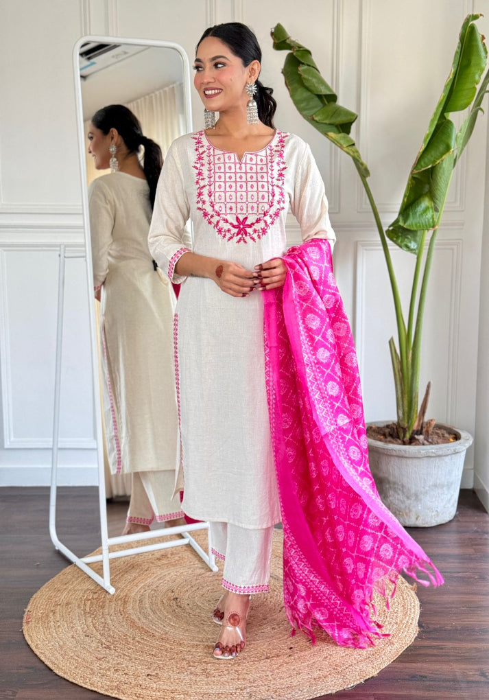 White Salwar Set | Chudidhar Set - Eshana Collections