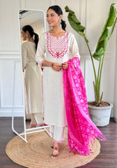 White Salwar Set | Chudidhar Set - Eshana Collections