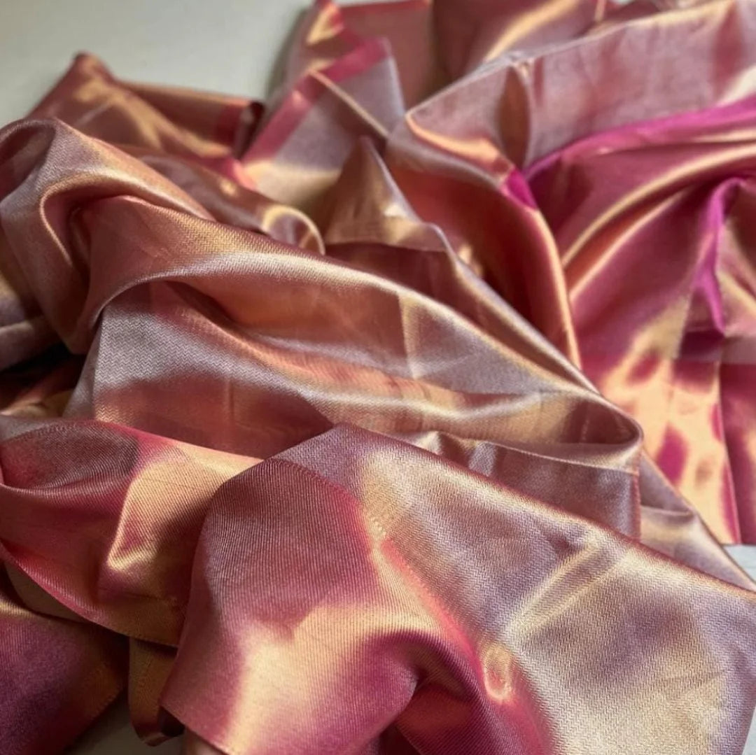 Plain tissue silk saree in unique shade - Eshana Collections