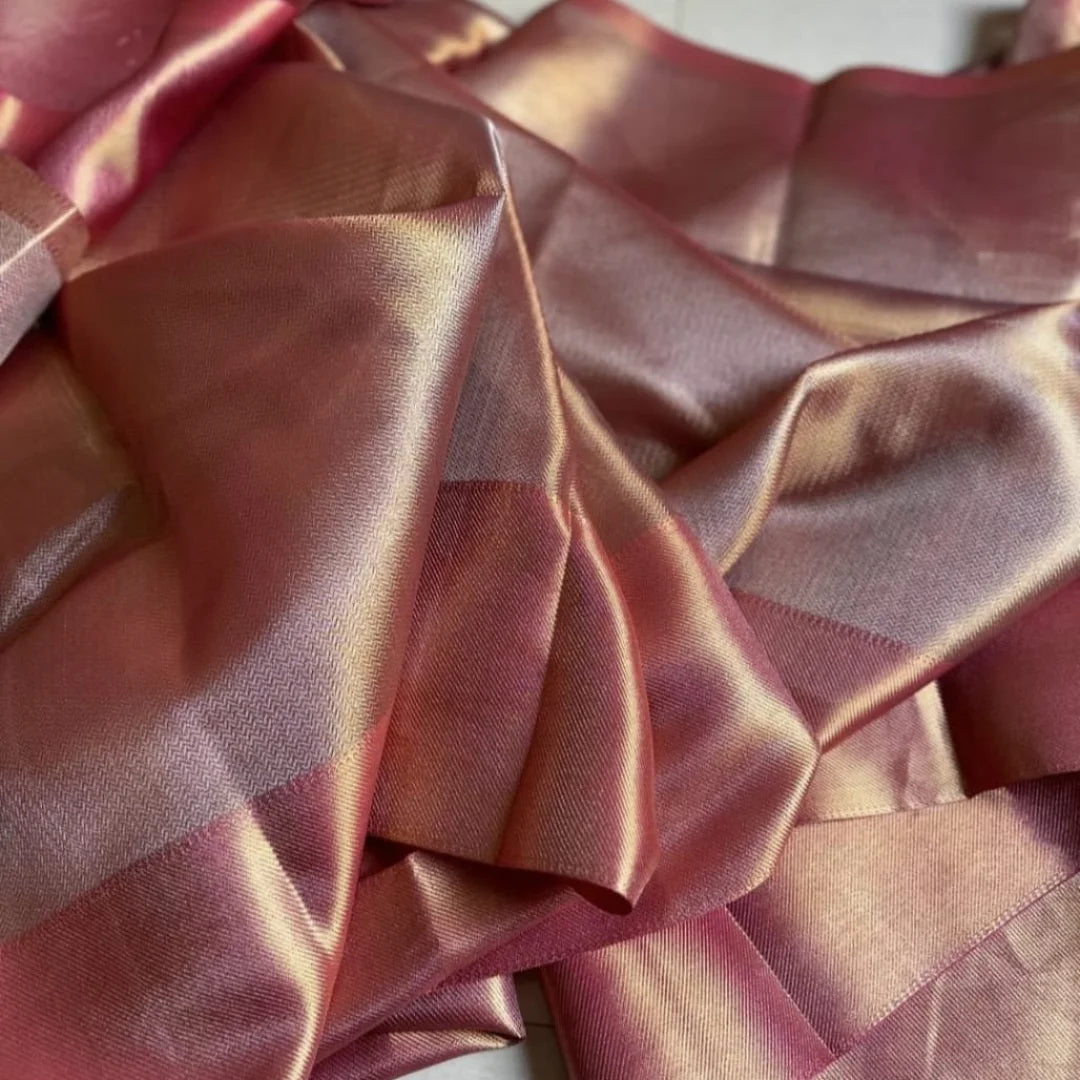 Plain tissue silk saree in unique shade - Eshana Collections