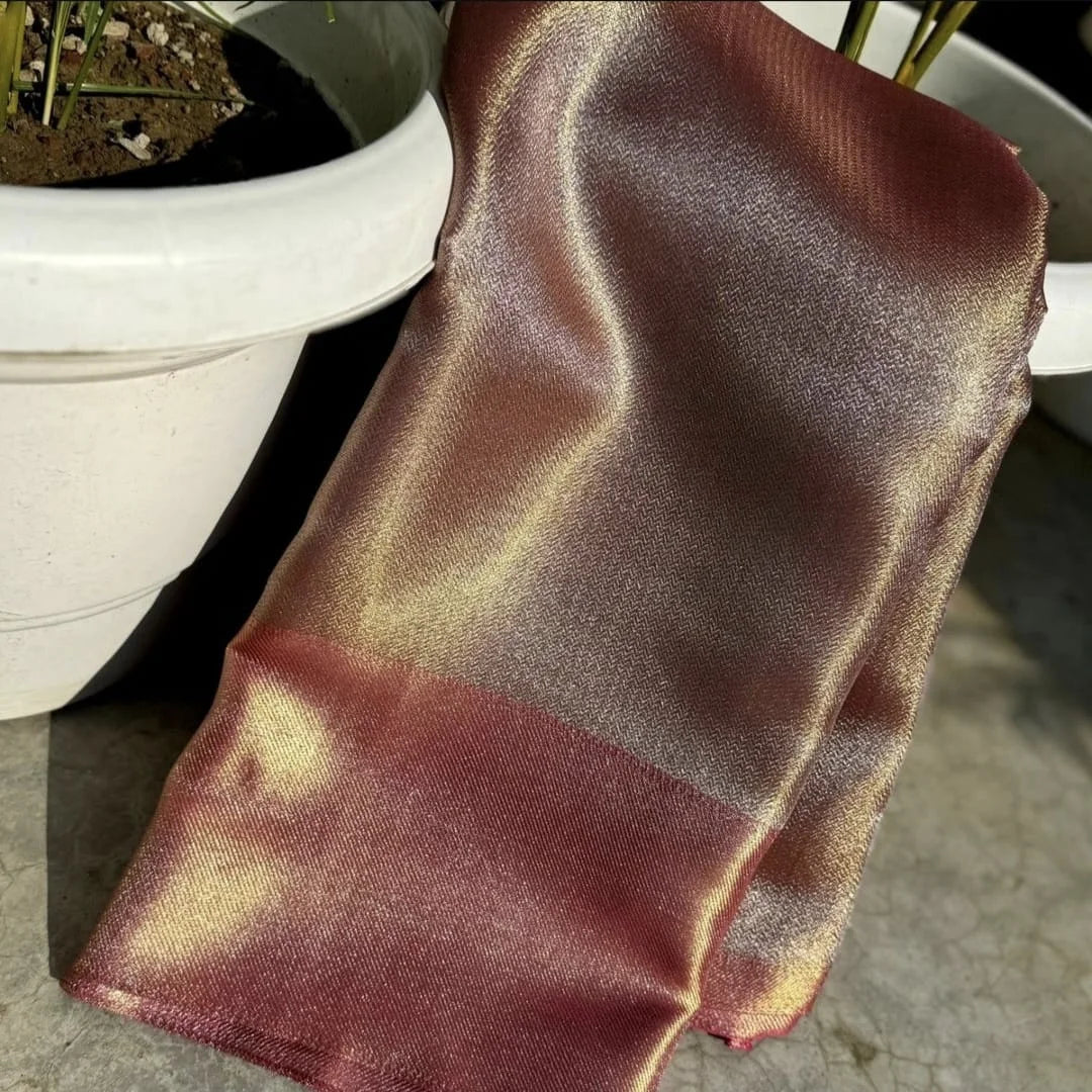 Plain tissue silk saree in unique shade - Eshana Collections