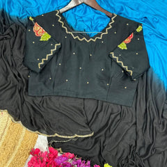 Dual Shaded Chinon Sarees - Readymade Blouse Set - Eshana Collections
