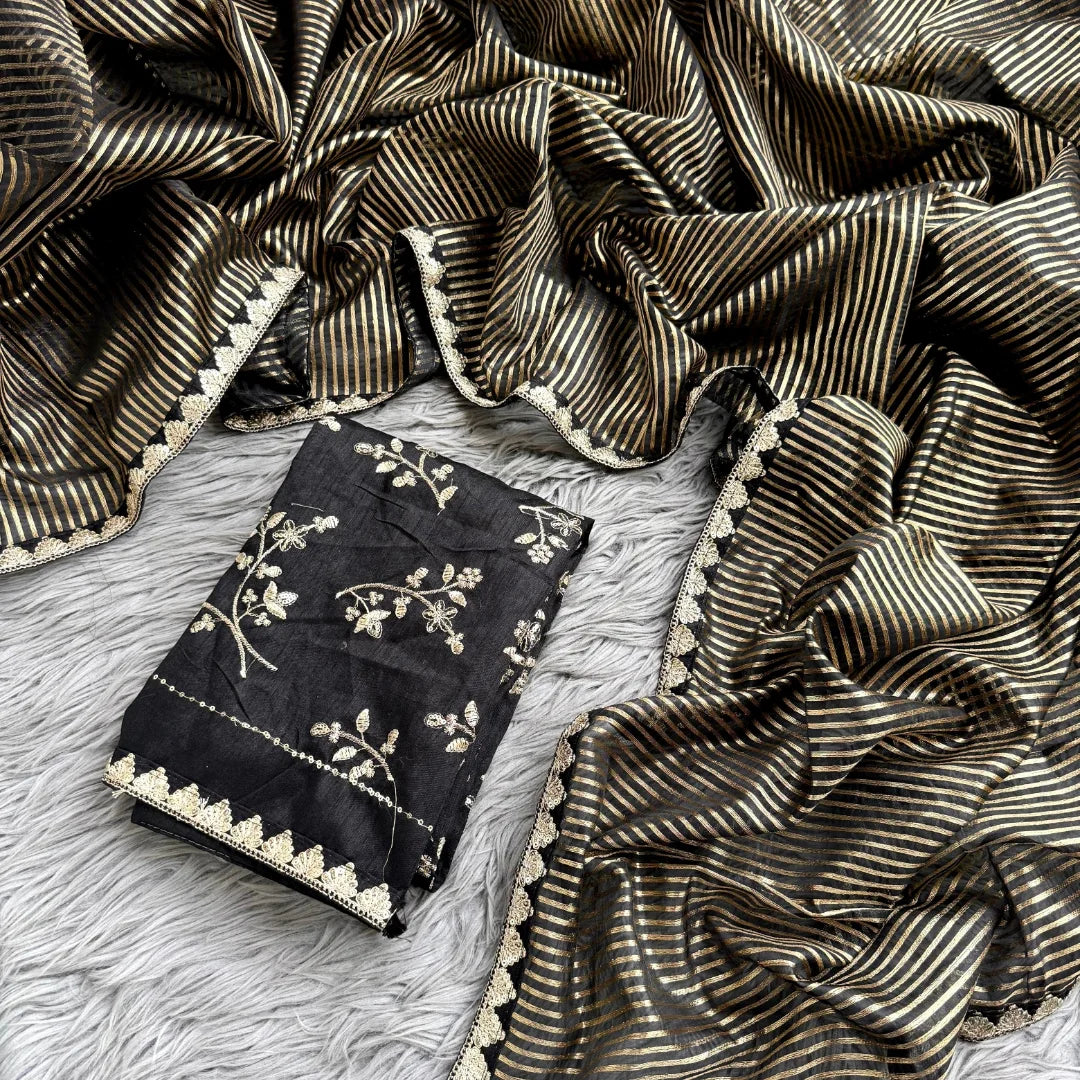 Black and  gold zari sarees - Eshana Collections