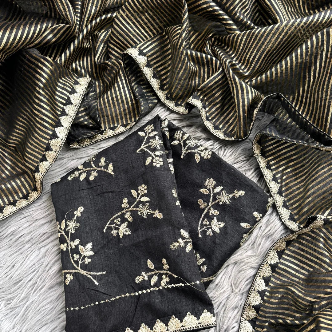 Black and  gold zari sarees - Eshana Collections