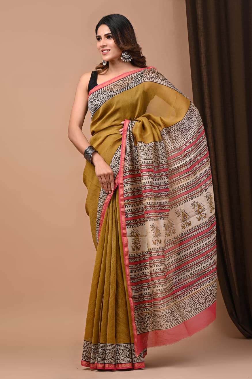 Chanderi silk saree - Eshana Collections