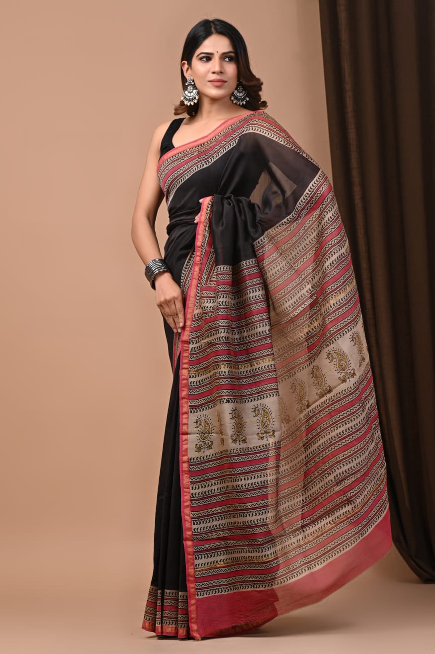 Chanderi silk saree - Eshana Collections