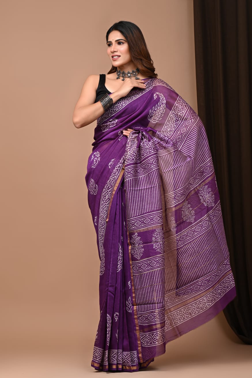 Chanderi silk saree - Eshana Collections