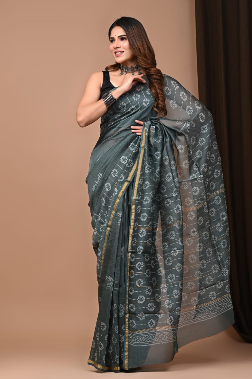 Chanderi silk saree - Eshana Collections