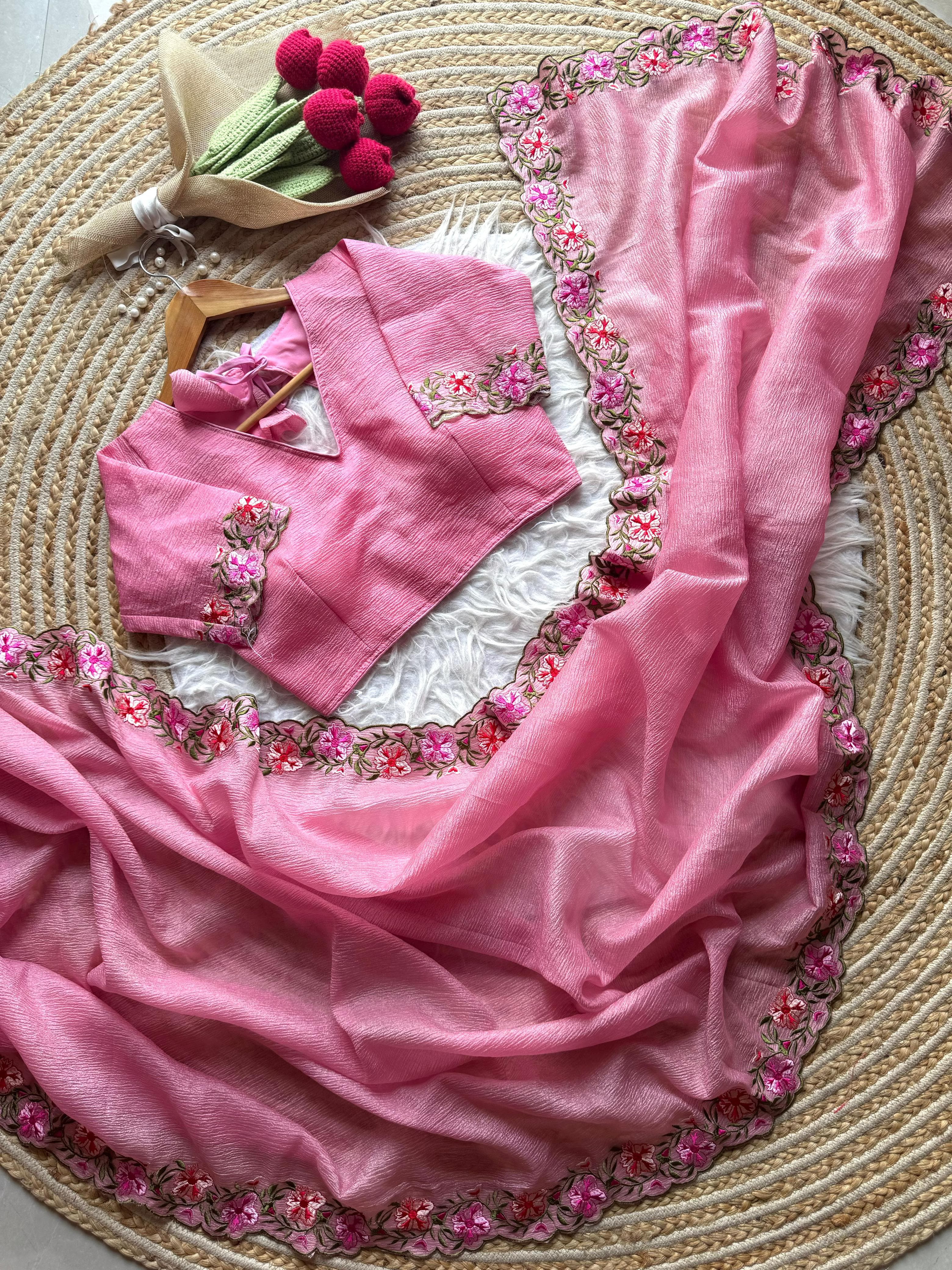 Crushed tissue sarees collection - Eshana Collections