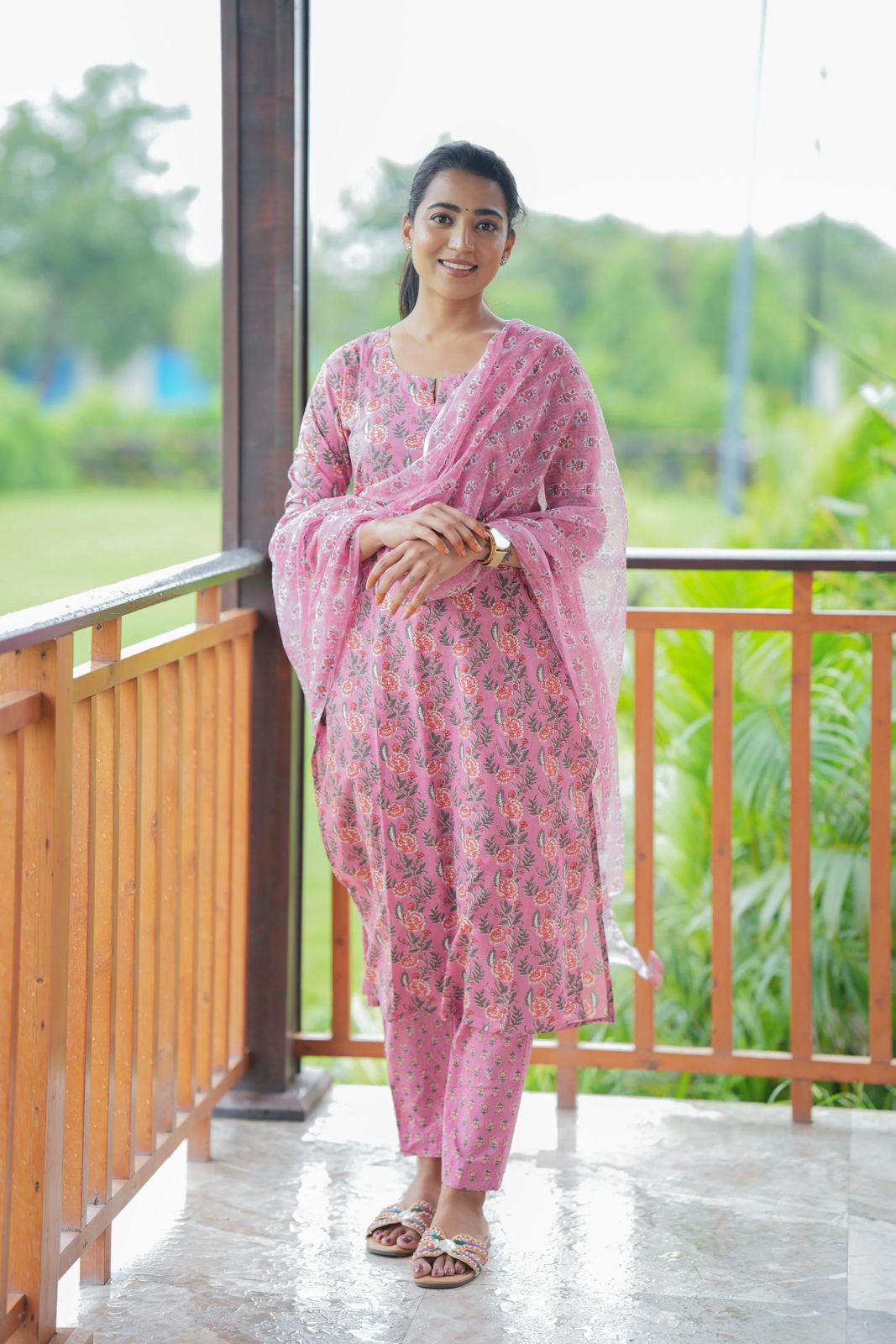 Readymade salwar in baby pink colour - Eshana Collections