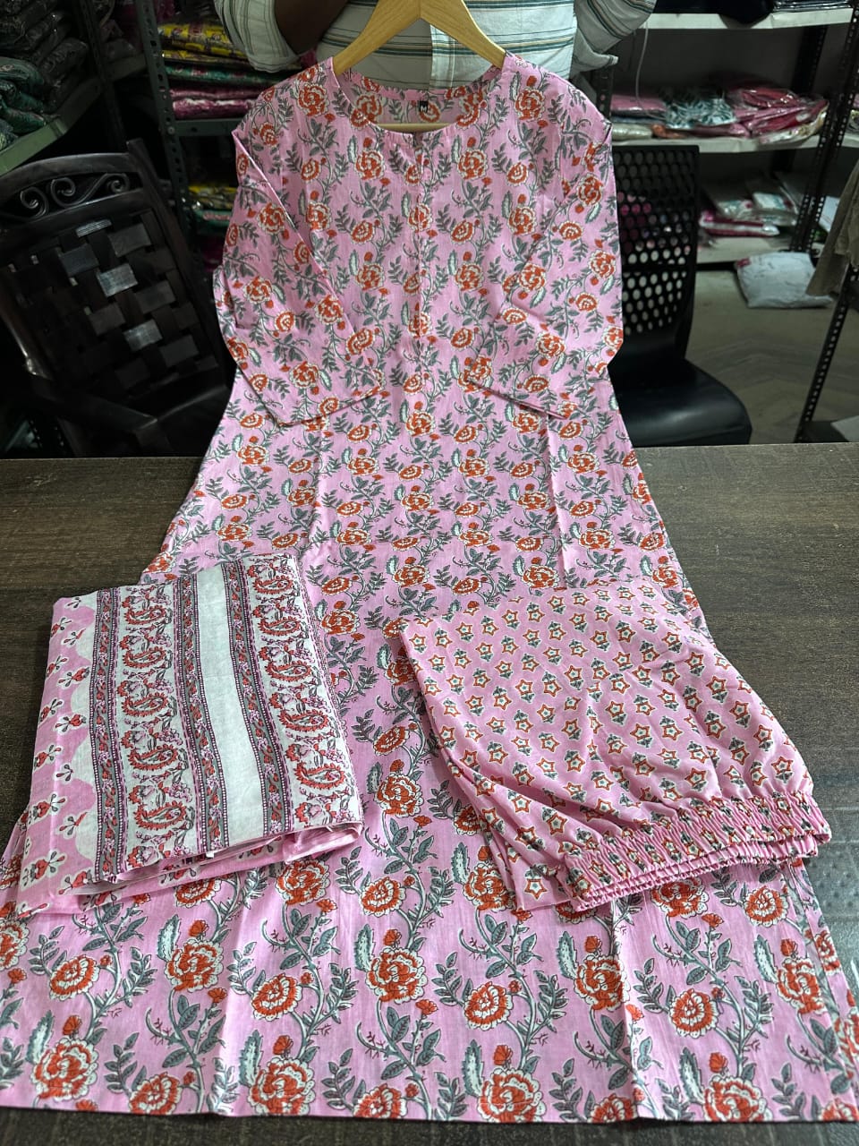 Readymade salwar in baby pink colour - Eshana Collections