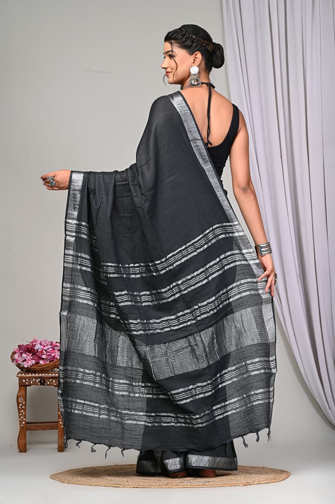 Plain linen sarees - Eshana Collections