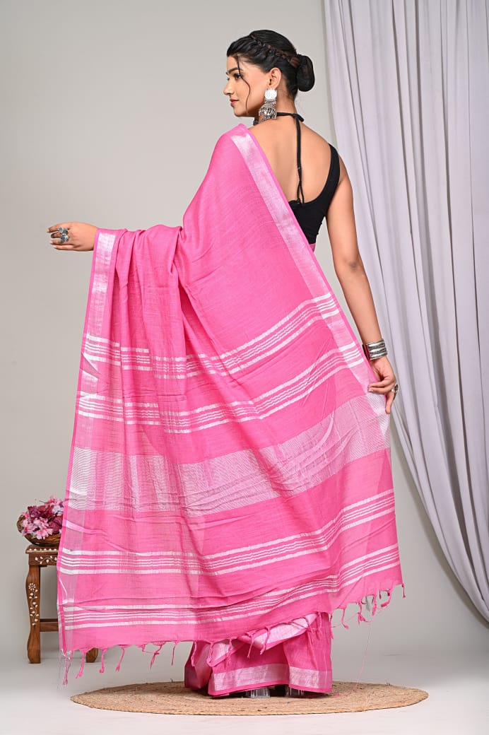 Plain linen sarees - Eshana Collections