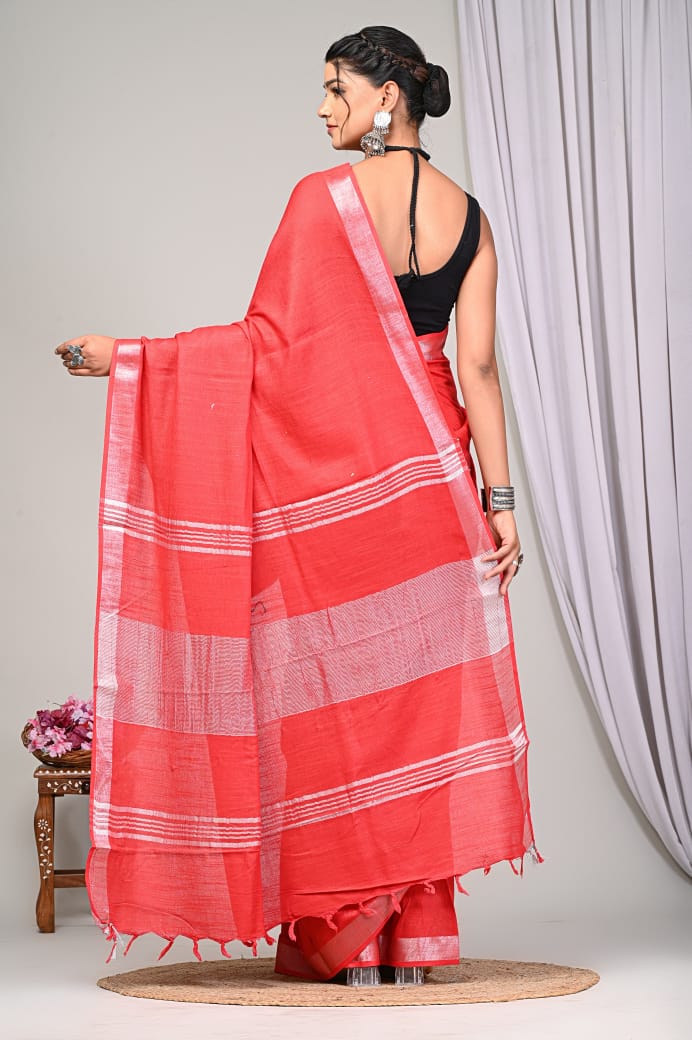 Plain linen sarees - Eshana Collections