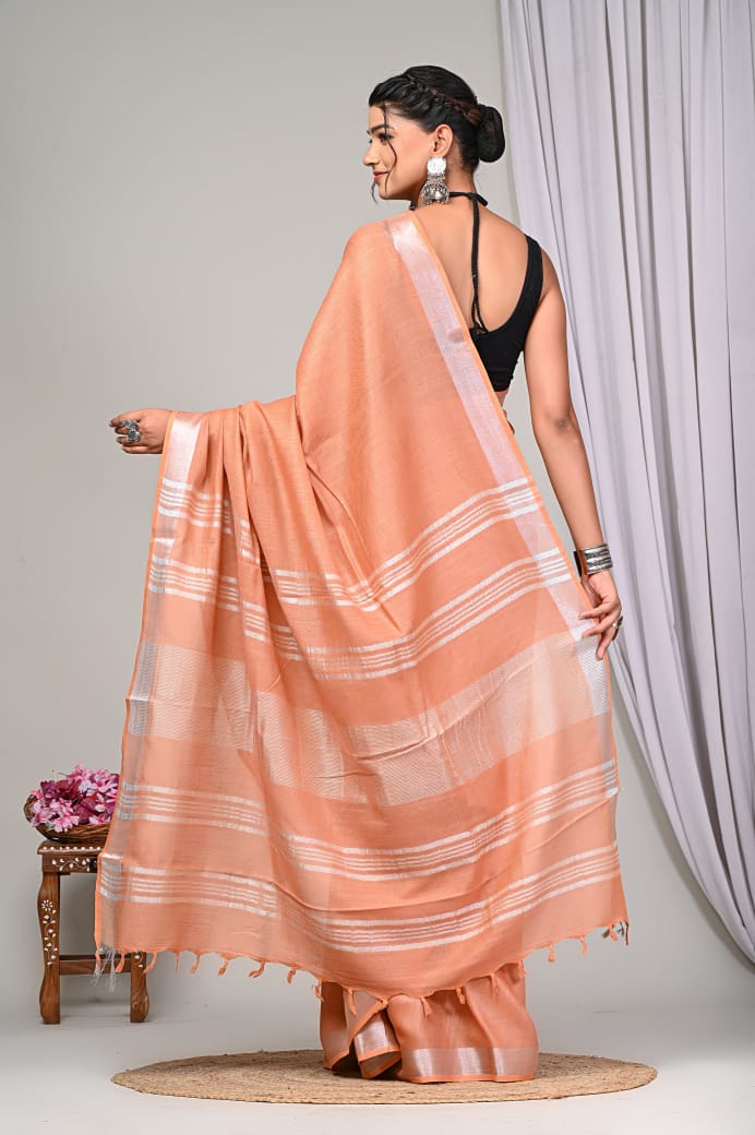 Plain linen sarees - Eshana Collections