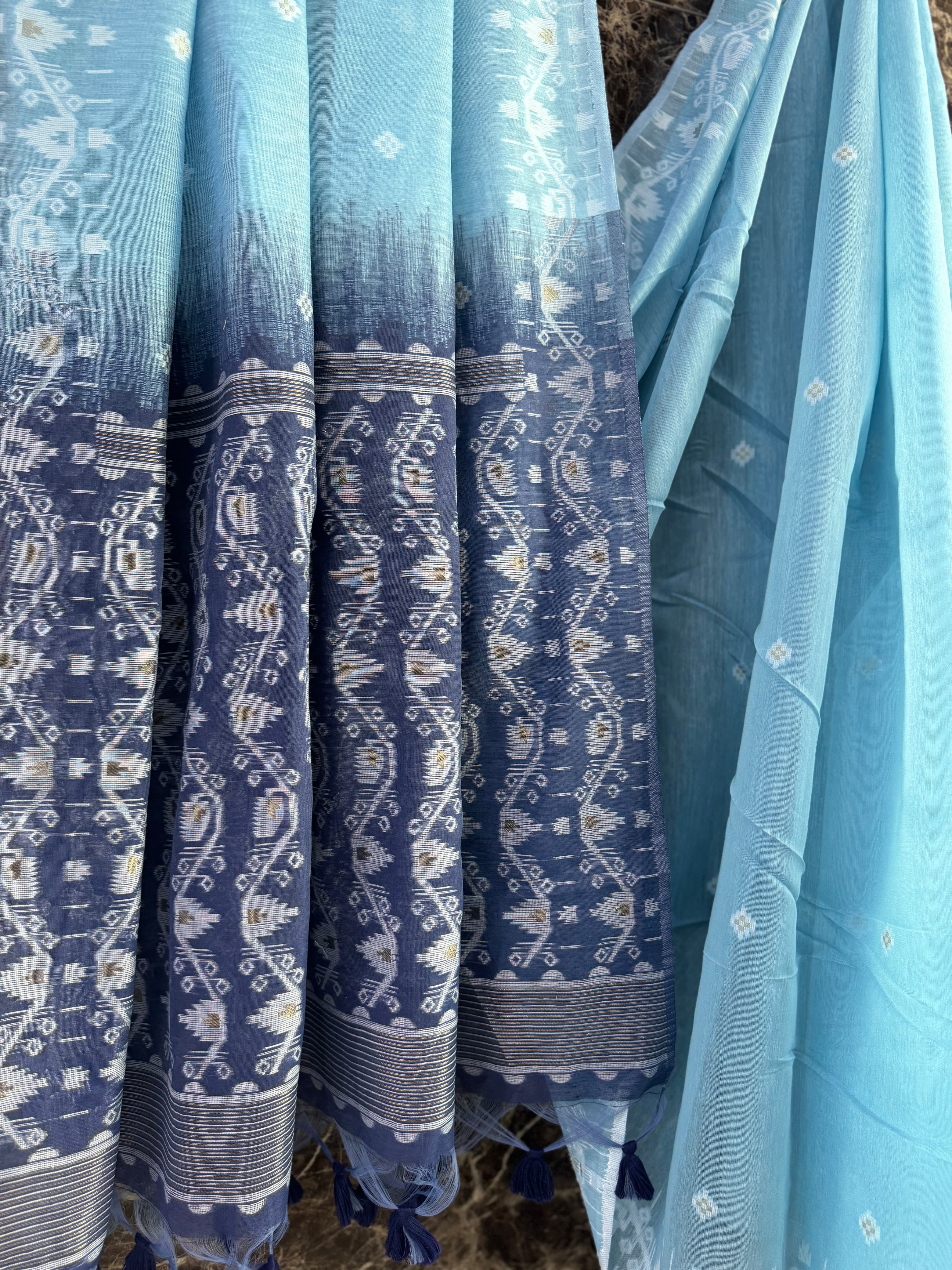 Cotton sarees in jamdani weaving - Eshana Collections